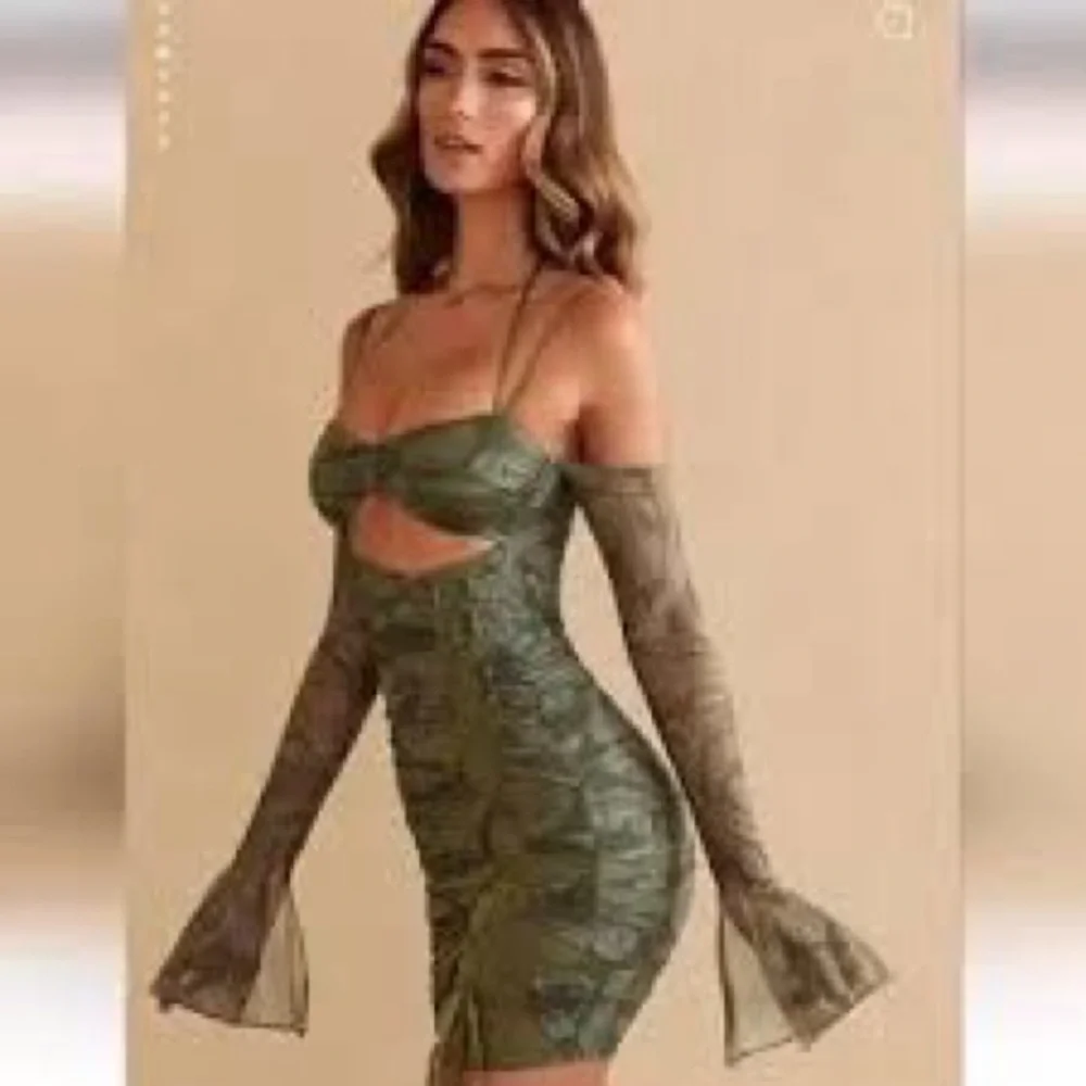 Oh Polly Olive Green Lace-Up Mini Dress - Picture 4 of 12